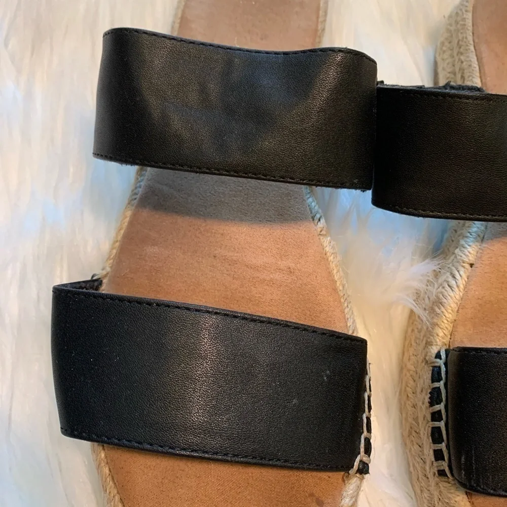 Aldo Women's Size 8 Espadrille Slide Sandals Double Strap Black Slip On Platform